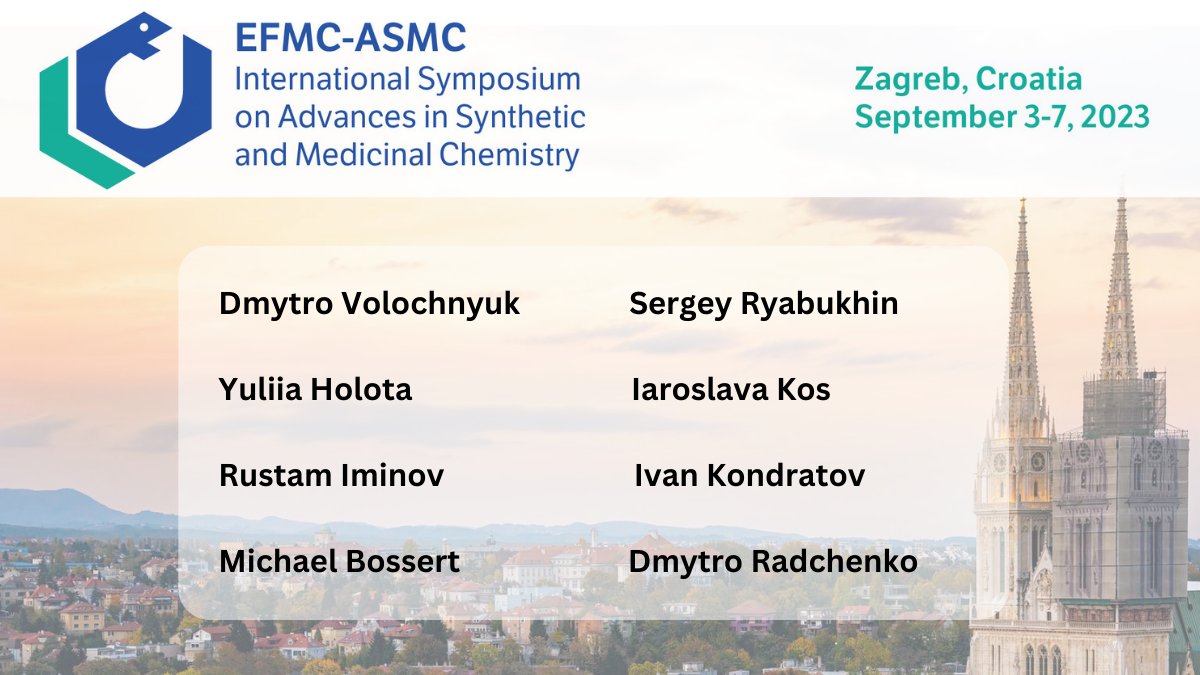 EnamineLtd's tweet photo. Enamine team will be attending the IX EFMC International Symposium on Advances in Synthetic and Medicinal Chemistry on September 3-7, 2023. We invite you to meet our dedicated team at booth # 1 and explore our latest advancements in discovery chemistry.

https://t.co/4AL51SpiBX https://t.co/MWSZrSZYAW