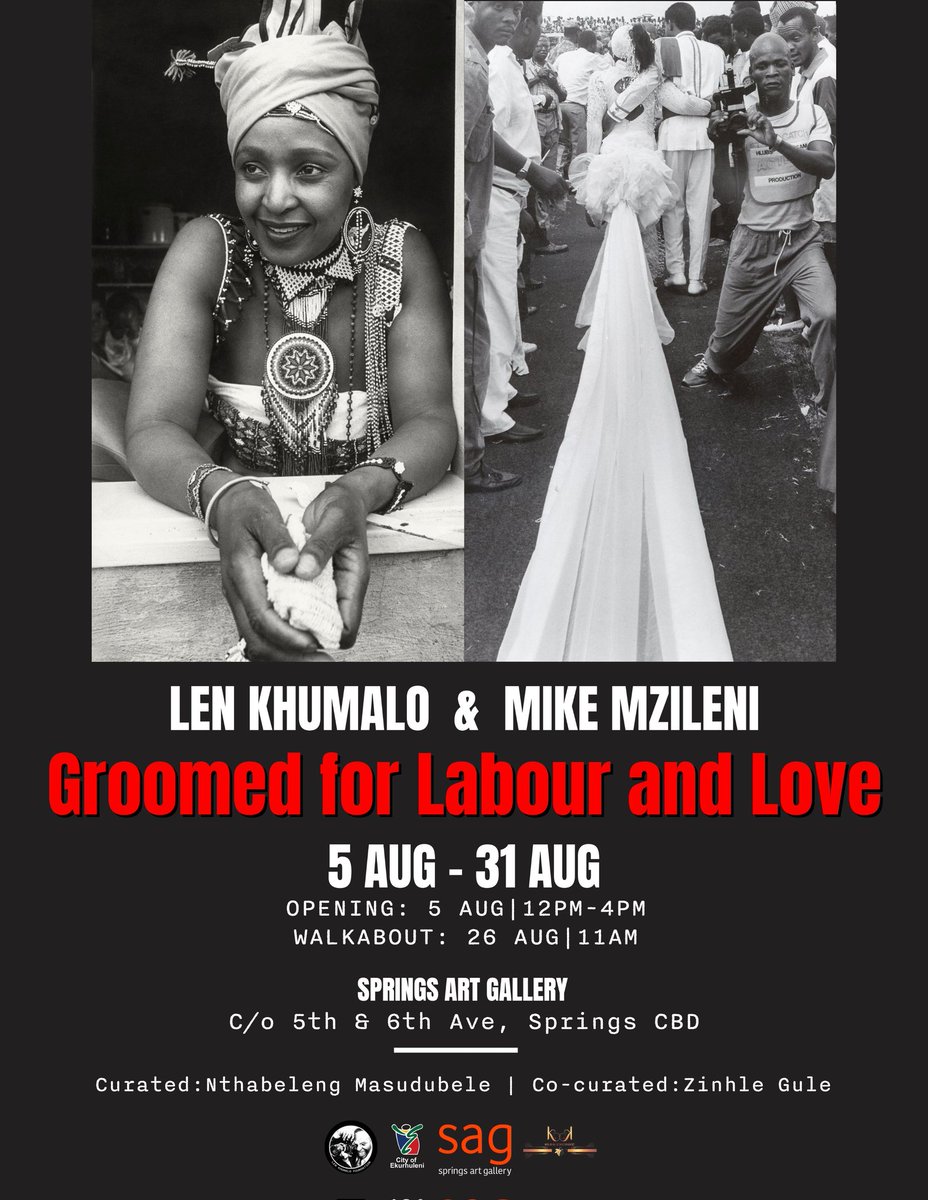 City_Ekurhuleni's tweet photo. The photographic exhibition of black and white analogue images📸, Groomed for Labour and Love, is happening at the Springs Art Gallery (#SAG) until 3️⃣1️⃣ August!
#CoEArts https://t.co/fVmA3M09AJ