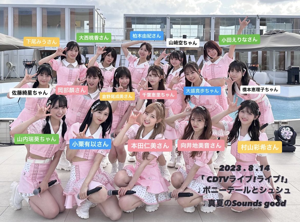 「 ＣＤＴＶライブ ! ライブ ! 」にて 
＂#ポニーテールとシュシュ＂
＂#真夏のSoundsgood＂を披露した
ＡＫＢ４８のメンバーの名前です 📛♡

ピンク × 夏 × かわいい ＝ 最強ＡＫＢ 😭💞

#CDTVライブライブ #AKB48