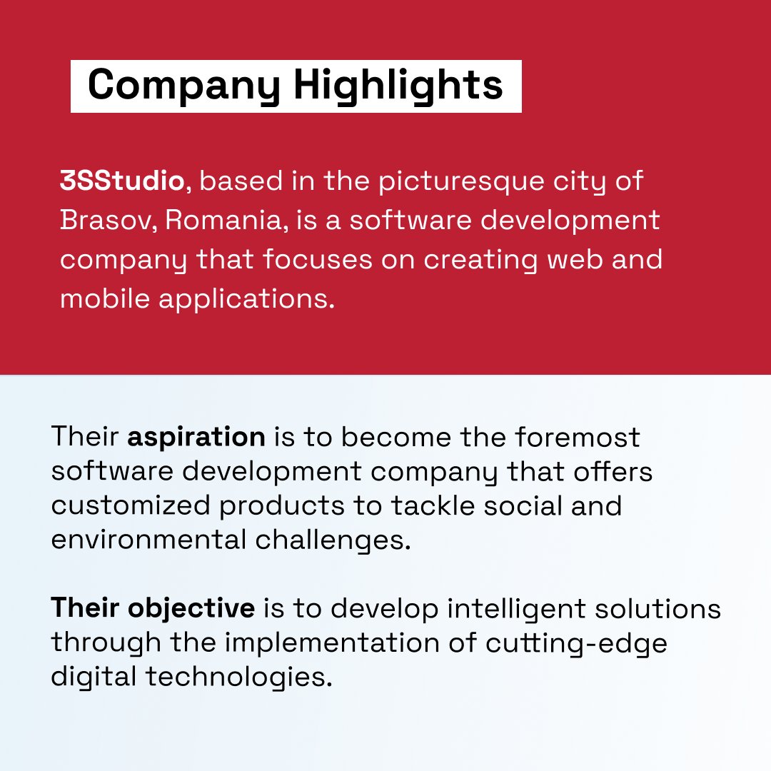 👩‍💻Their aspiration is to become the foremost software development company that offers customized products to tackle social and environmental challenges.

#technology