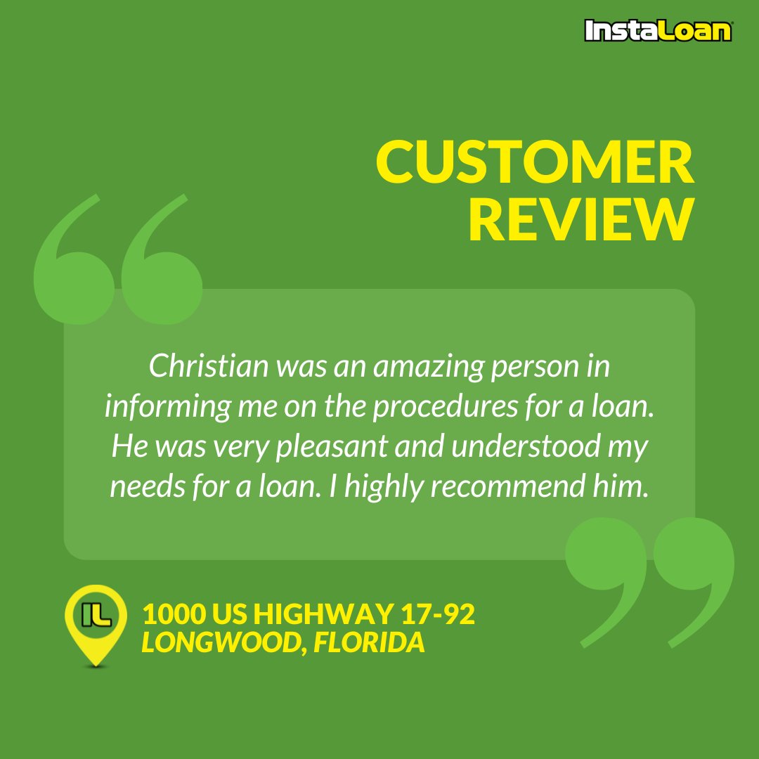 The #InstaLoan team in #Longwood #Florida is here when you need them. Visit Christian and associates today at 1000 US Highway 17-92 in Longwood.
