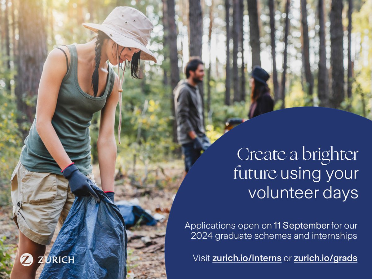 ZurichInsUK's tweet photo. If you're after an internship or graduate scheme where you can give back to the community, apply after 11th September, you'll get 3 volunteer days a year at Zurich.

Intern scheme: https://t.co/C9PEEuOP3d
Grad scheme: https://t.co/DYDIRv1oUZ

#InsuranceIsSoMuchMoreThanYouThink https://t.co/4xfrhItrhN