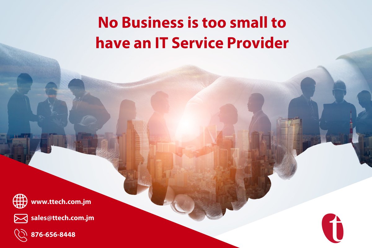 tTechLimited's tweet image. It doesn’t matter if you are a small business or a large enterprise. Getting your technology in good shape is critical to every business. 

Contact us today at 876-656-8448/656-9599 or sales@ttech.com.jm to get started.

#ITServiceProvider #MSP #ttech