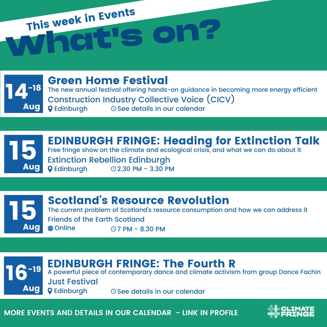 ClimateFringe's tweet image. What's On?⭐

Fringe shows, webinars and community discussion - don't miss this week's climate, nature and sustainability events!

#Whatsonscotland #climateevents #edfringe23

@cicvforum @FoEScot @justFestival @xr_Edinburgh @ClimateActFife @HeriotWattUni @TheStovies
