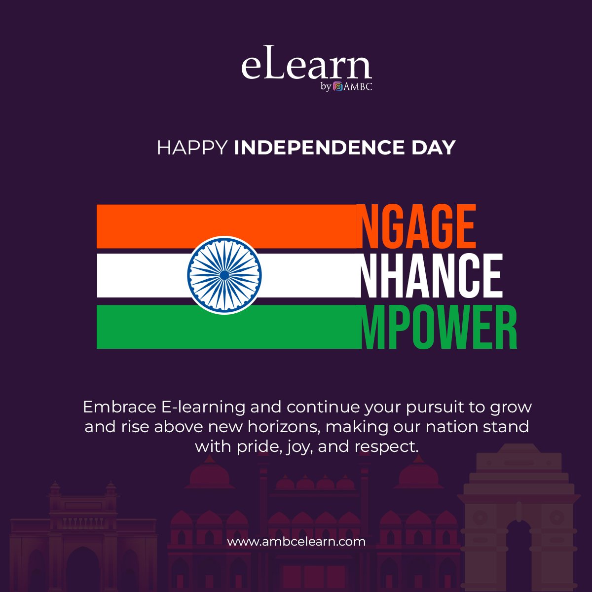 elearnbyambc's tweet image. Marching towards knowledge and progress! On this Independence Day, we salute the spirit of learning that empowers our workforce. Every day is an opportunity to thrive. Happy Independence Day
#independenceday2023 #independencedayindia #lmssoftware #elearnbyambc