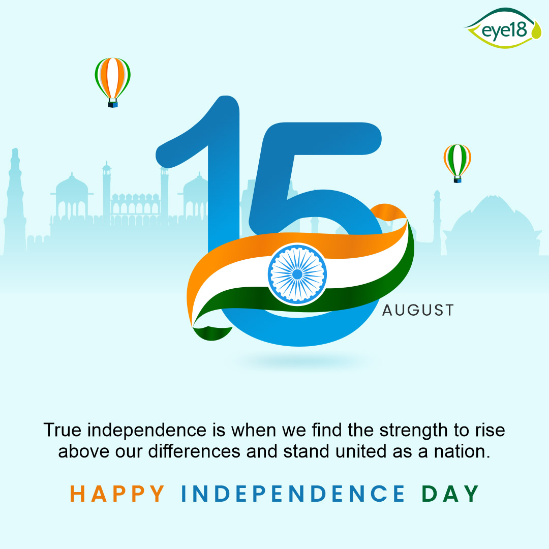 Eye18EyeDrops's tweet photo. Eye 18 wishes all Indians a very Happy Independence Day. This celebration of freedom and unity unites us all in national pride. May we all celebrate it with utmost enthusiasm.
#HappyIndependenceDay #AazadiKaAmritMahotsav #NationFirstAlwaysFirst #Eye18Drops https://t.co/W26raiMGti