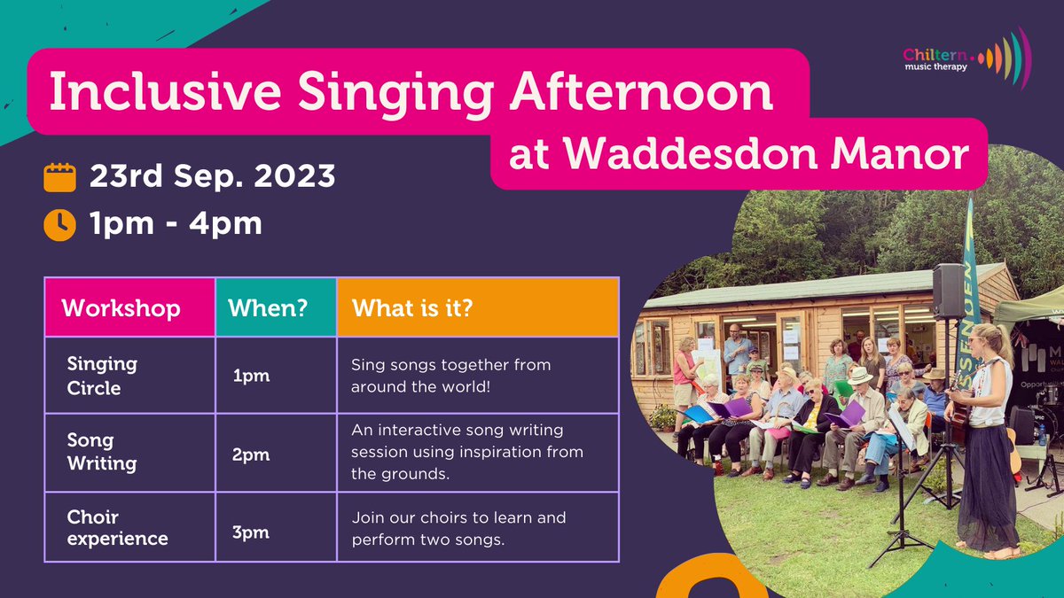 We are really excited to be holding an Inclusive Singing event for people of all ages at <a href="/WaddesdonManor/">Waddesdon</a> on 23rd September which is open to the public to attend. 

Find out more and book your tickets to Waddesdon for the day here: bit.ly/3OXbq7z