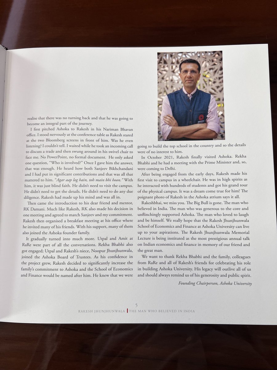 ravidharamshi77's tweet image. Fitting tribute to Shri Rakesh Jhunjhunwala as Ashoka University opens Rakesh Jhunjhunwala school of economics and finance. Cannot believe he is no more amongst us. Sorely missing his optimism and take on Indian markets and economy. #legend #investinggreats #rakeshjhunjhunwala