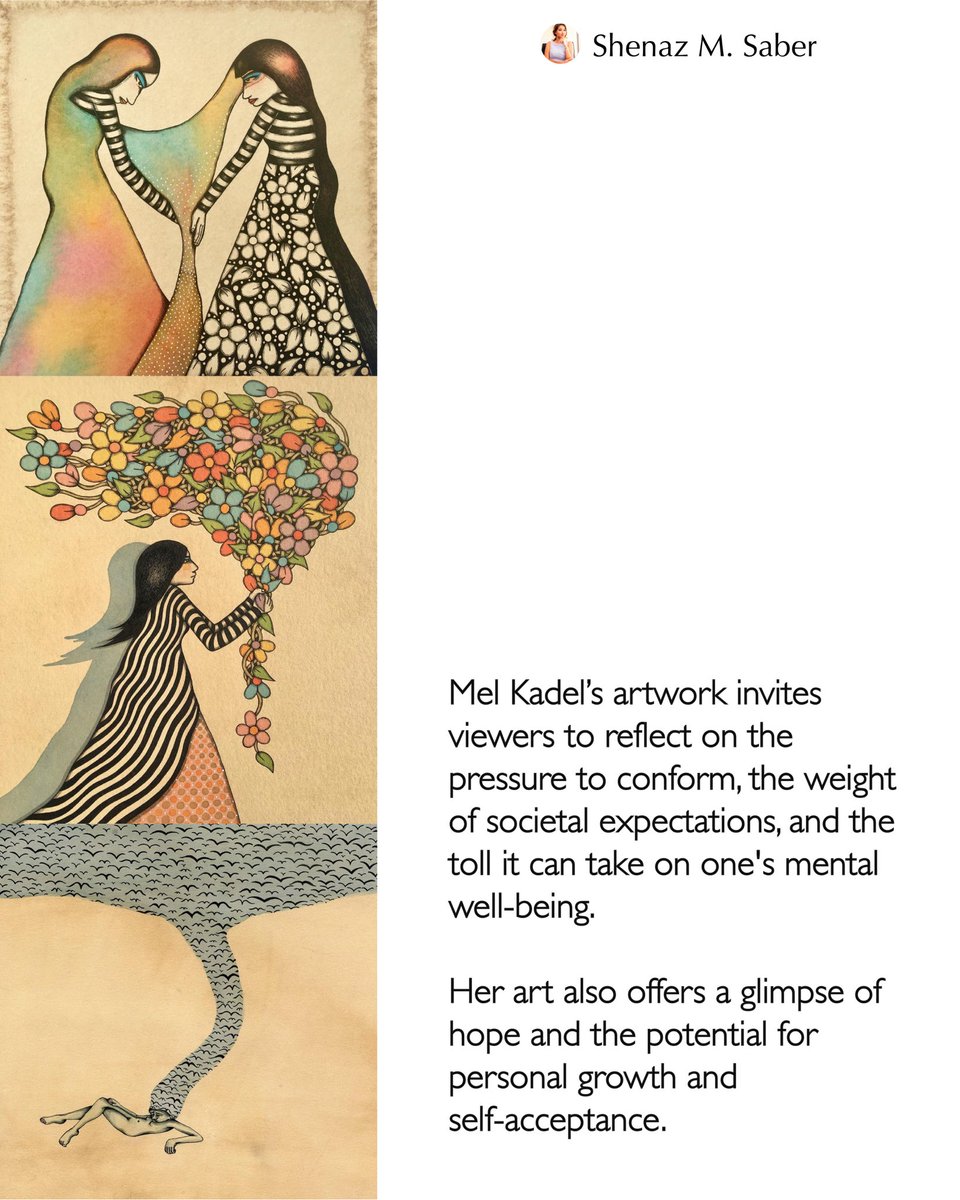Dive into introspection with Mel Kadel's art, “Loosen the Ties" which is a tale of struggle &amp; liberation. Symbolic ties unravel, marking a path to newfound freedom.

Prioritise self-care, self-expression, break free from constraints. #Artfuljourney #Embraceauthenticity