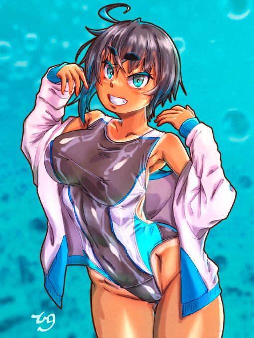 #水泳の日 
では競泳水着ですね! 