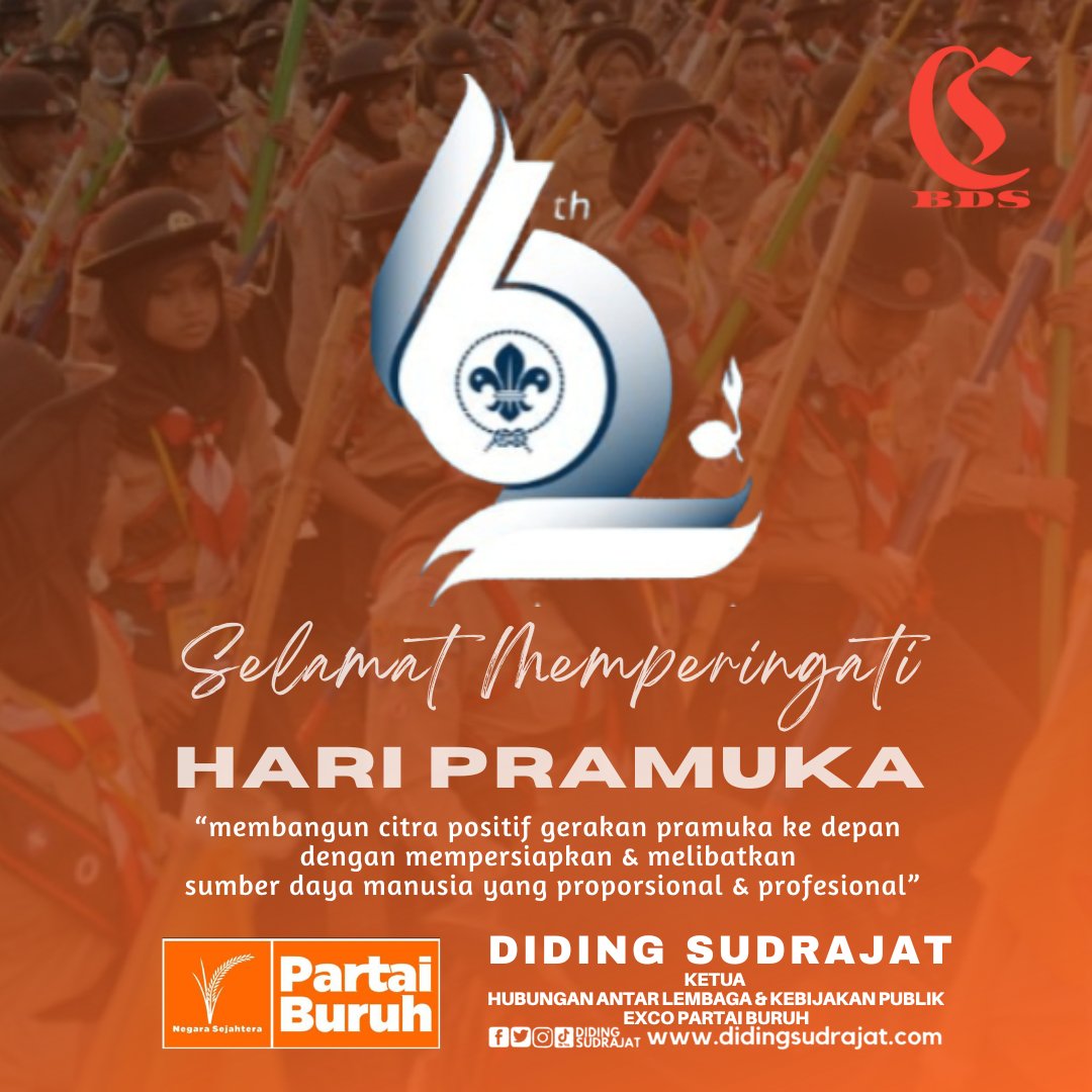SUDRAJATDIDING's tweet photo. Selamat Memperingati
Hari Pramuka
“Membangun citra positif gerakan pramuka kedepan dengan mempersiapkan dan melibatkan sumber daya manusia yang proporsional dan profesional” https://t.co/s1pzqSMZ9N