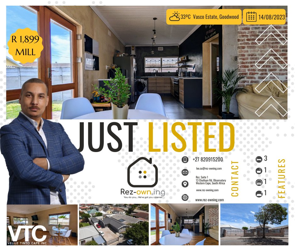 lee clarke (@leapslee) on Twitter photo Secure this centrally situated stunner in Vasco Estate Goodwood today...Contact Lee Clarke via DM Call +27820915200 or email lee.c@rez-owning.com
property24.com/.../western-ca… Secure this centrally situated stunner in Vasco Estate Goodwood today...Contact Lee Clarke via DM Call +27820915200 or email lee.c@rez-owning.com
property24.com/.../western-ca…