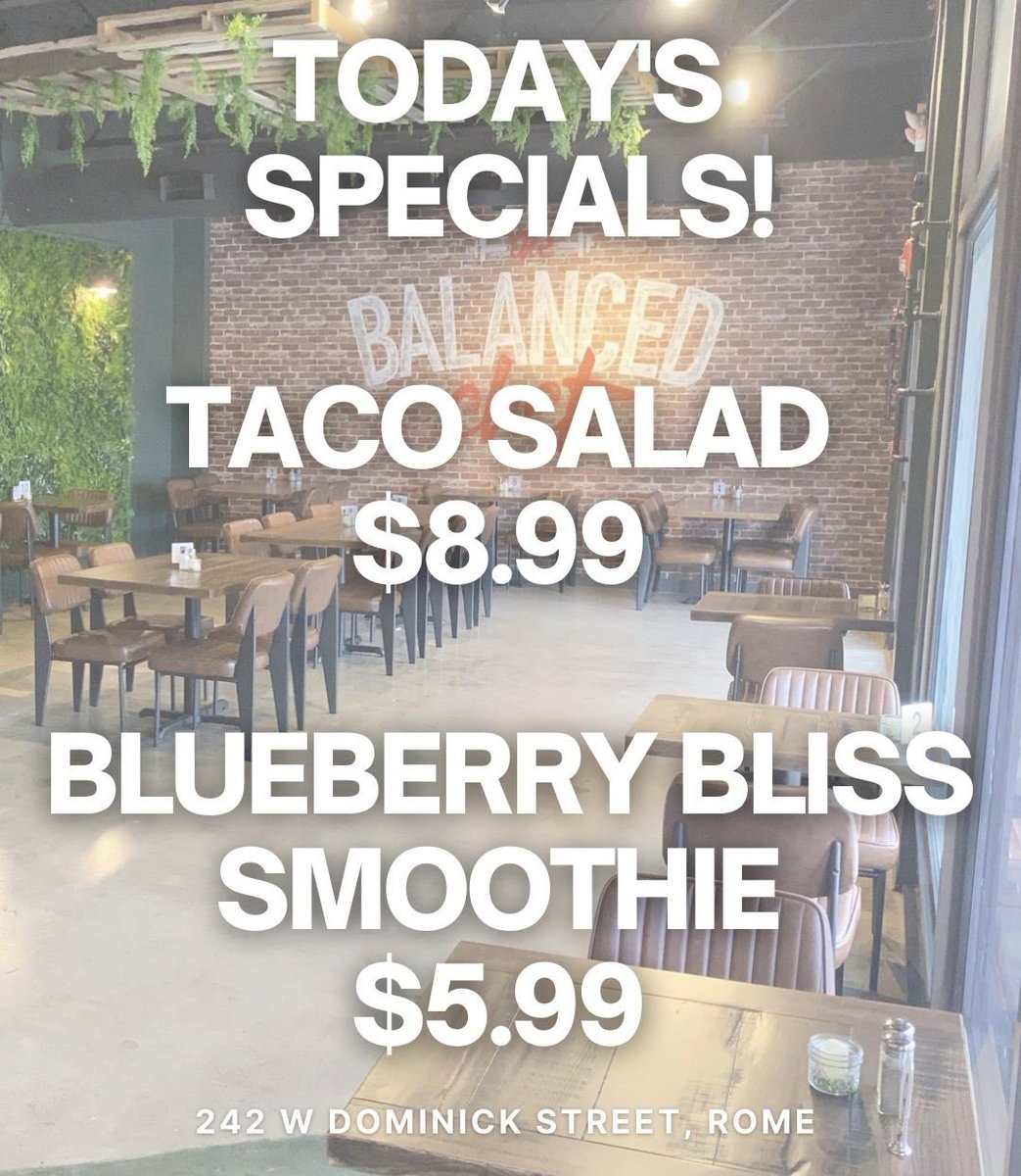 BalancedChefLLC's tweet image. Happy Monday friends! 🥗☀️🥤Stop in today until 3pm! 

*Rome location only.