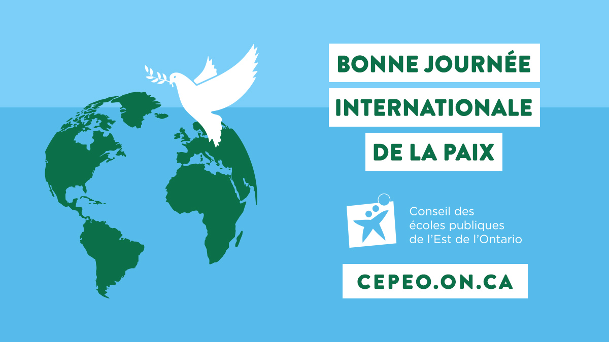 Le CEPEO se joint aux communautés de partout dans le monde aujourd’hui pour souligner la Journée internationale de la paix. 🫶

Nous avons tous un rôle à jouer dans la promotion de la paix, et la lutte contre le racisme et la discrimination est un moyen essentiel d’y contribuer.