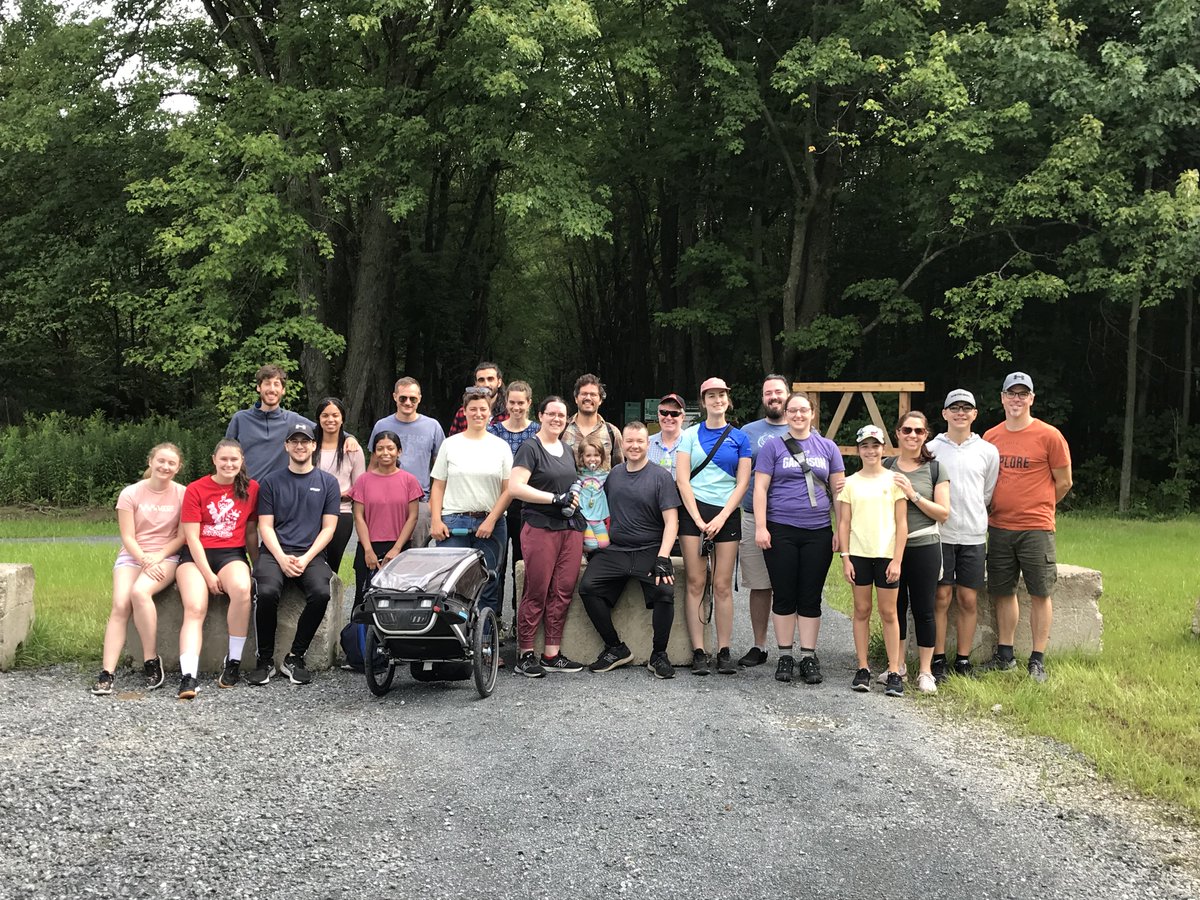 24th Annual Lab Camping Trip last week-end !   
40+ persons (current/past) members+family showed up during for the activity.  
Turned out that it is difficult (to remember) to take a group picture during camping😉  
Saturday morning hikers👇
#TheBestTeam #BacteriophageBunker