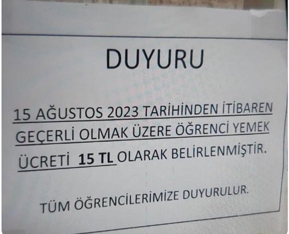 Çıkan yemeğin pişmemiş olmasına ya da içinden her an bir şey çıkma ihtimaline ve yemeklerin verildiği tabldotların kirli ve yağlı olmasına rağmen bu zammı yapabilecek tek üniversite Marmara 'dır