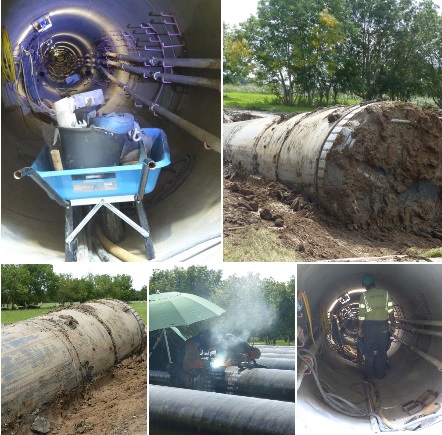 TomCheron's tweet photo. Lundi 07/08/2023. Sortie du Micro tunnelier "Edith". Le tir de presque 1200 ml s'est déroulé avec une grande maitrise technique. Fier d'être associé à ce beau Challenge réalisé par Denys pour le compte d'Atlantic Eau. La phase d'insertion de la canalisation acier commence... https://t.co/U3nGi1PoTQ