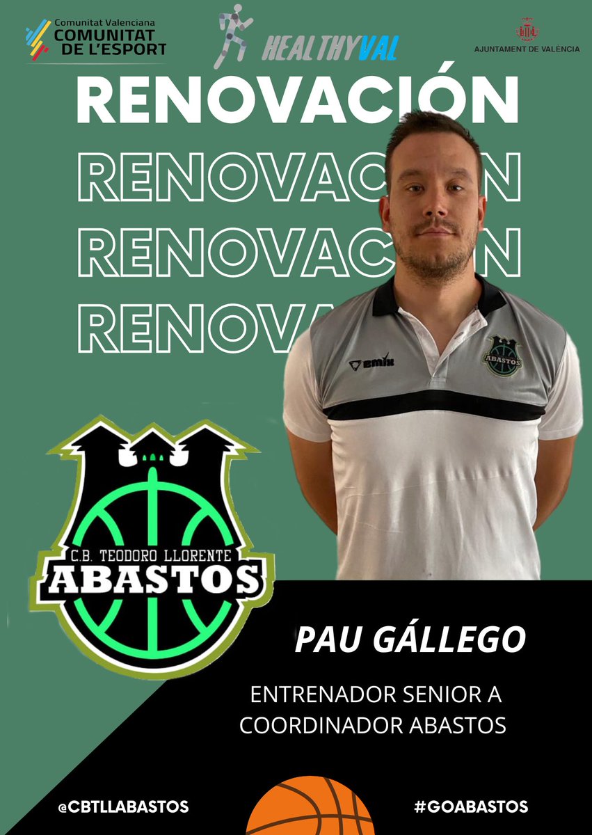 AbastosT's tweet photo. 🚨 PAU GÁLLEGO 🚨
Tras una gran temporada, a cargo del Senior A, logrando un meritorio 4 puesto. Pau continuará a cargo del Senior A compaginándolo con la coordinación de la parte de canasta grande https://t.co/qwuHc9FbX2
