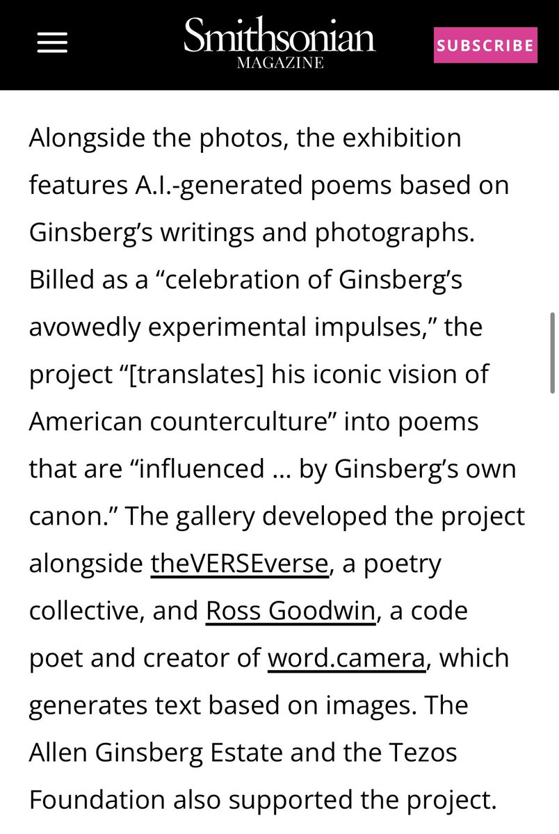 theVERSEverse's tweet photo. did you see Ginsberg’s latest exhibitions featured in the @SmithsonianMag on Friday? 

📸 Muses &amp; Self: Photographs by Allen Ginsberg exhibiting at @FaheyKlein

🎞️ A Picture of my Mind by @Ginsbergpoem x us x Ross Goodwin

good morning ☕️✨ https://t.co/eLWVy3AEAp