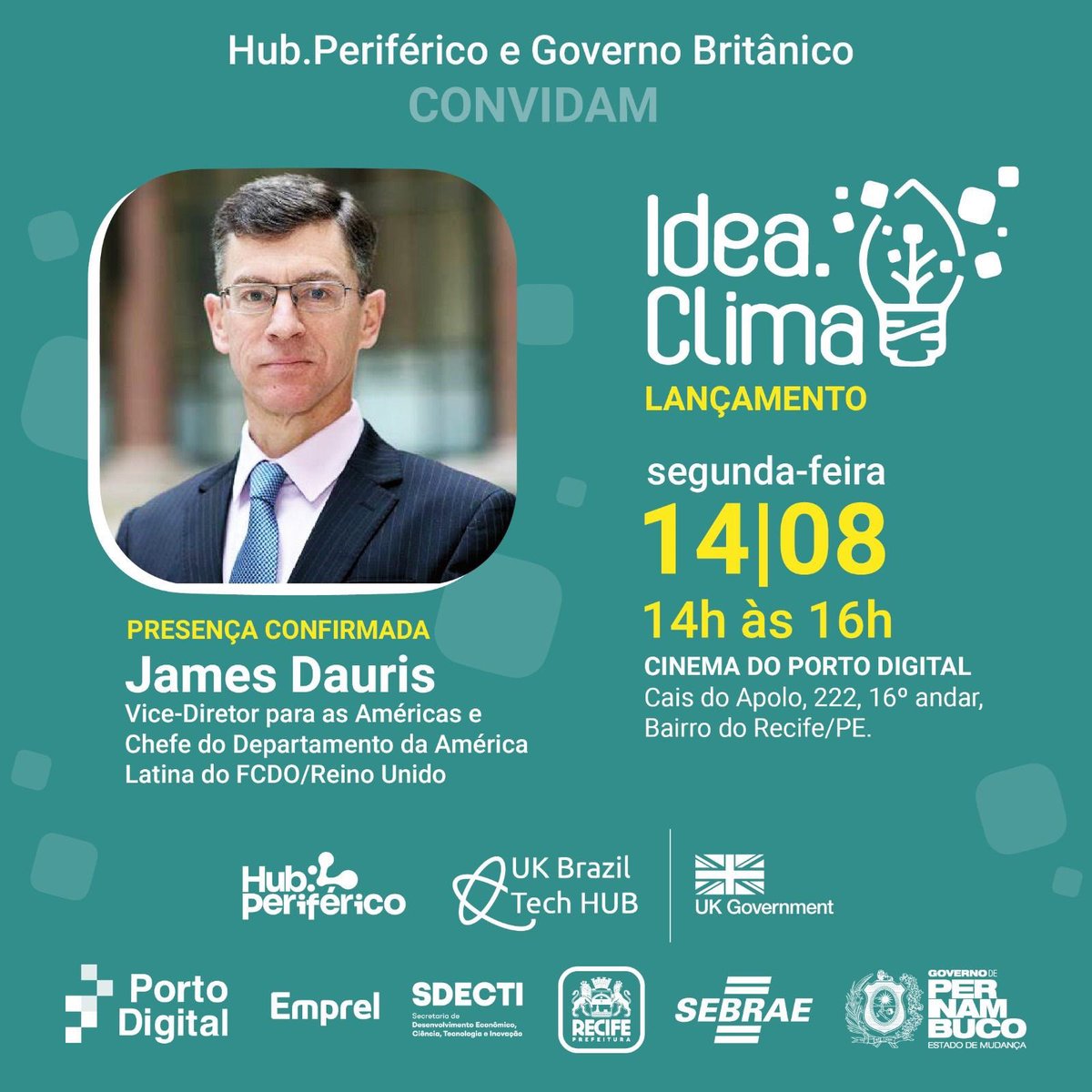 ukinbrazil's tweet photo. Hoje vamos celebrar o lançamento do projeto Idea.Clima, fruto da parceria entre o Governo Britânico e o Hub Periférico.

Serão abertas as inscrições para seleção de 100 jovens estudantes e moradores de periferias que irão participar em uma jornada de inovação na área de clima. https://t.co/ZmZKOmIo1K