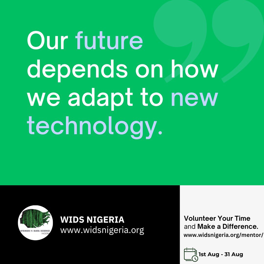 Wids_Nigeria's tweet photo. Empower the next generation. Share your expertise and make a lasting impact. Join our mentorship program today!
#DataScienceMentorship #WomeninDataScience #widsnigeria https://t.co/s9NEn0rrW4