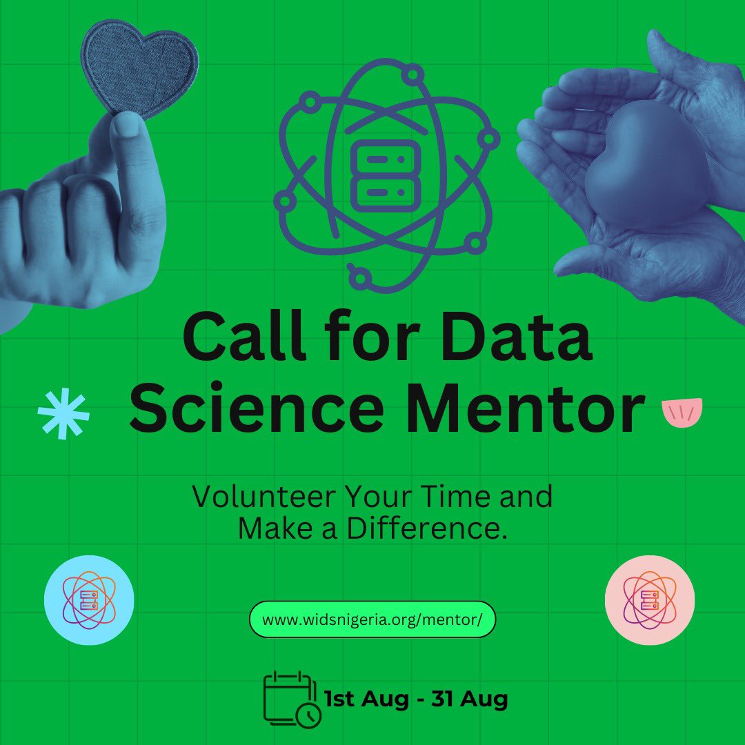 Wids_Nigeria's tweet photo. Empower the next generation. Share your expertise and make a lasting impact. Join our mentorship program today!
#DataScienceMentorship #WomeninDataScience #widsnigeria https://t.co/s9NEn0rrW4