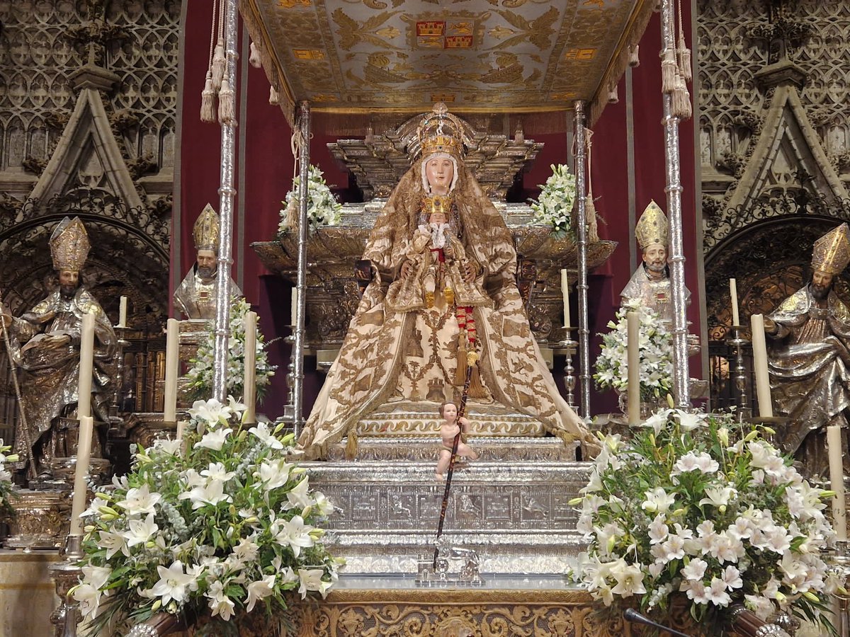 La Virgen de los Reyes ya está en su paso procesional .

#VirgenDeLosReyes