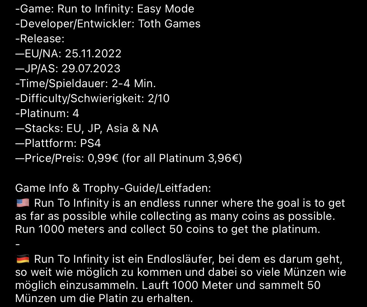 marcelreise11's tweet photo. Since 29.07. is the JP 🇯🇵 &amp; Asia 🇭🇰 version of #RunToInfinity Easy Mode from @TothGamesMike available.

https://t.co/QuKl0cTkBM

@SilentGhost86 @PSN_Robert2567 @HirntotMv @TrophyN3rd @SadoMarco_ @DerPlatinjung https://t.co/c9DShSYpSG