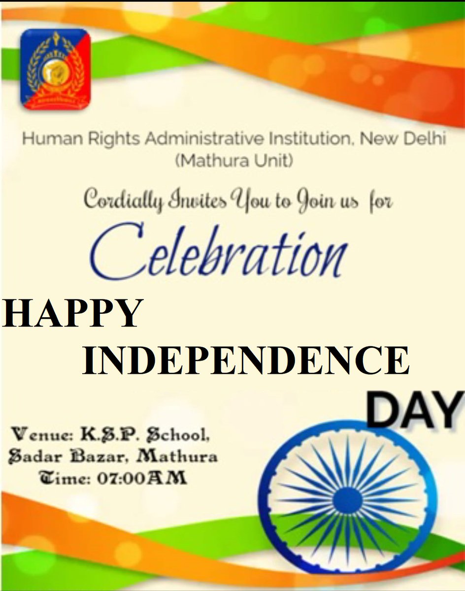 HRAdminInst's tweet photo. Independence Day Celebration.!
@Hraimathura @ASHISHA44179092 @dmmathura7512 @RamSukhSoni1 @mathuranews7060 @NewsMathura0 https://t.co/CrbdkKMh3c