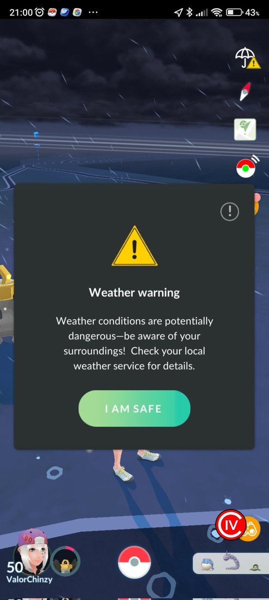20210802P_GOVC's tweet image. A typhoon is slowly approaching.　🌀☔🌬
"I AM SAFE"

Please be careful if you live in the passage course.

#PokémonGO
#ポケモンGO
#IamatHOME

🤟I am relaxing at home.  😊