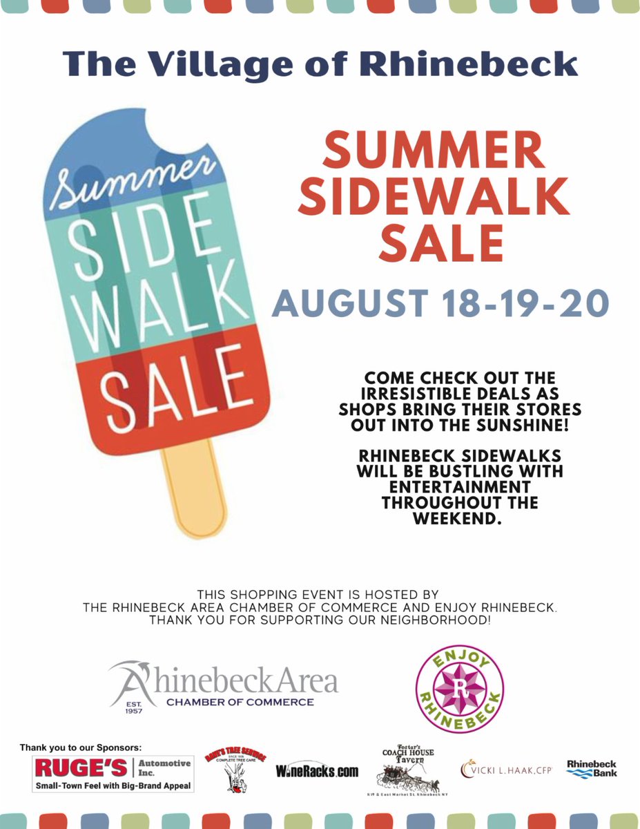 Don't Miss the Rhinebeck Summer Sidewalk Sale this weekend, August 18, 19, 20! We can't wait to see you!