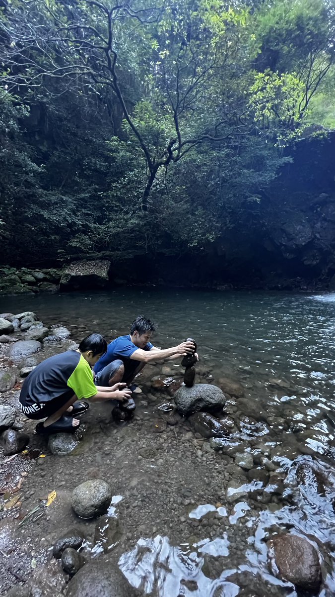 石積みしてみた🙄 もしかしてセンスある？笑 めっちゃ楽しった🤣 #島原半島 #有家町 #鮎帰りの滝 #石積み #盆休み