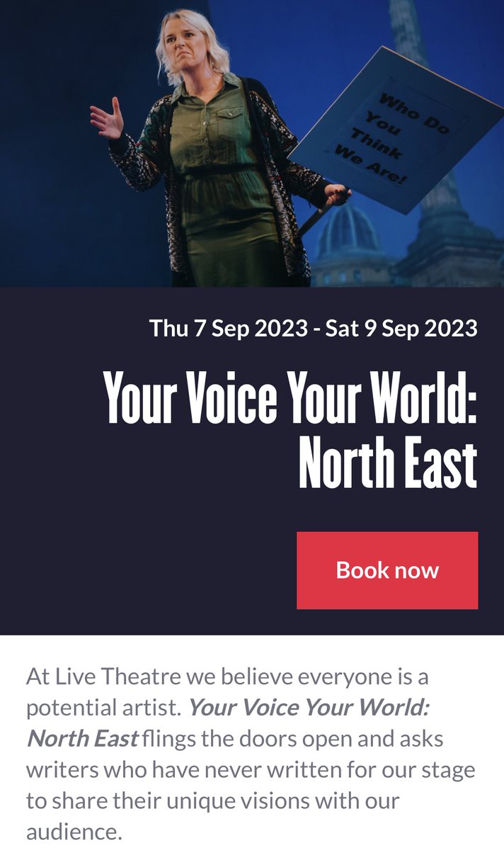 LiveTheatre's tweet photo. Thrilled to 📣 writers selected to have their short plays performed in our #YourVoiceYourWorldNE production 7-9 Sep! Congrats to
✍️ @Emiilyash 
✍️ @clareebakerr 
✍️ #RachaelBlack
✍️ @sarahdavywrites 
✍️ @BethClarke51 
✍️ @CastleWambui 
✍️ @louise__powell 
https://t.co/BRvQ2TIsCi https://t.co/licun9qTRV