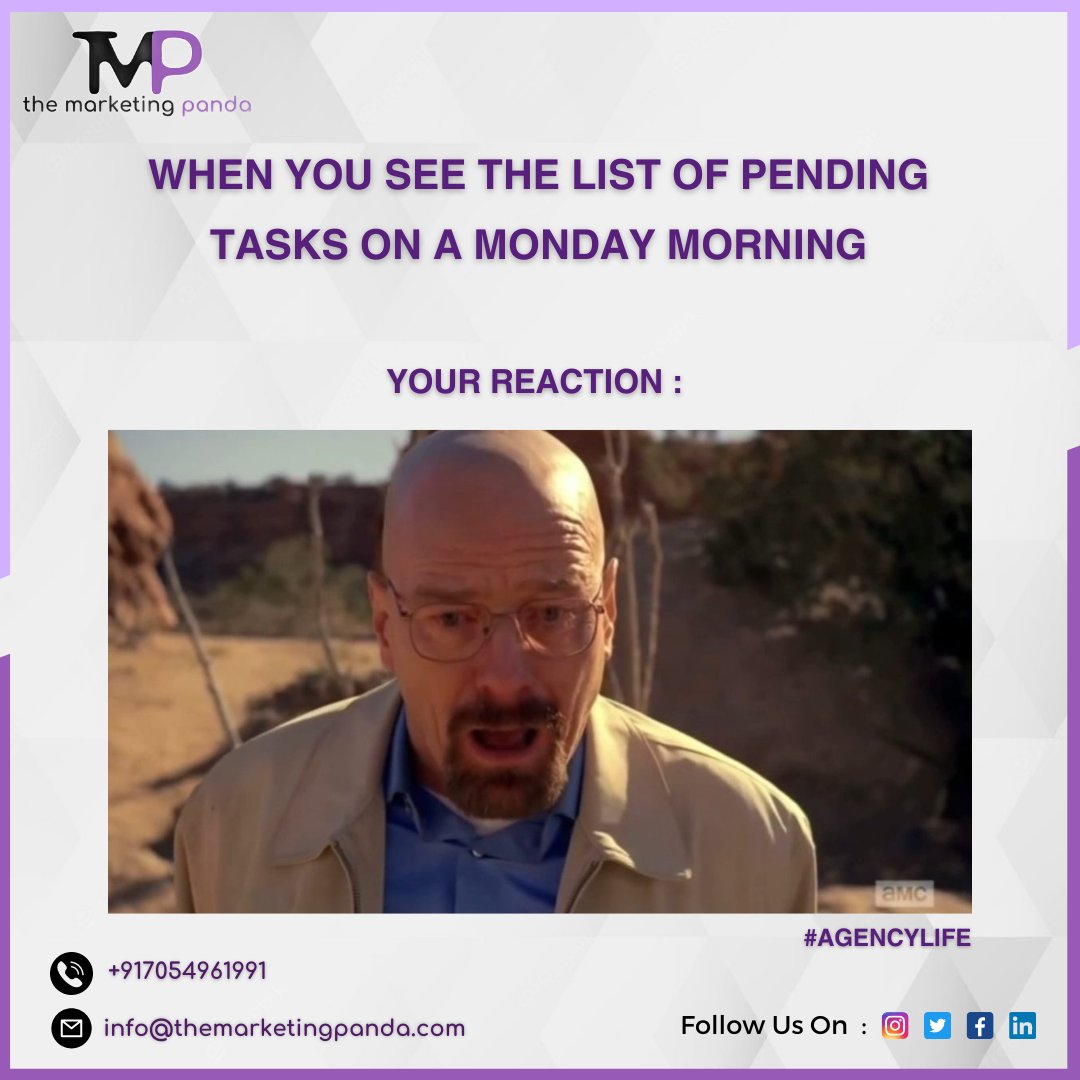 _marketingpanda's tweet photo. Follow @_marketingpanda

#digitalmarketingmemes #marketingmemes #memes #corporatememes #mondaymemes #MondayMood #agencylife #mondayvibes #agencymemes #DigitalMarketingAgency #digitalmarketing #lucknow #azamgarh #branding #growyourbusiness #digitalmarketer https://t.co/P6irlgmzQL