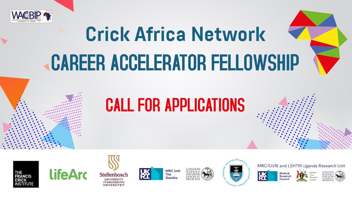 WACCBIP_UG's tweet photo. Applications for the @CrickAfricaNet African Career Acceleration Fellowships are now open!

visit https://t.co/lkzRtIw4Es for more information on how to apply. https://t.co/FQcihjb5xA