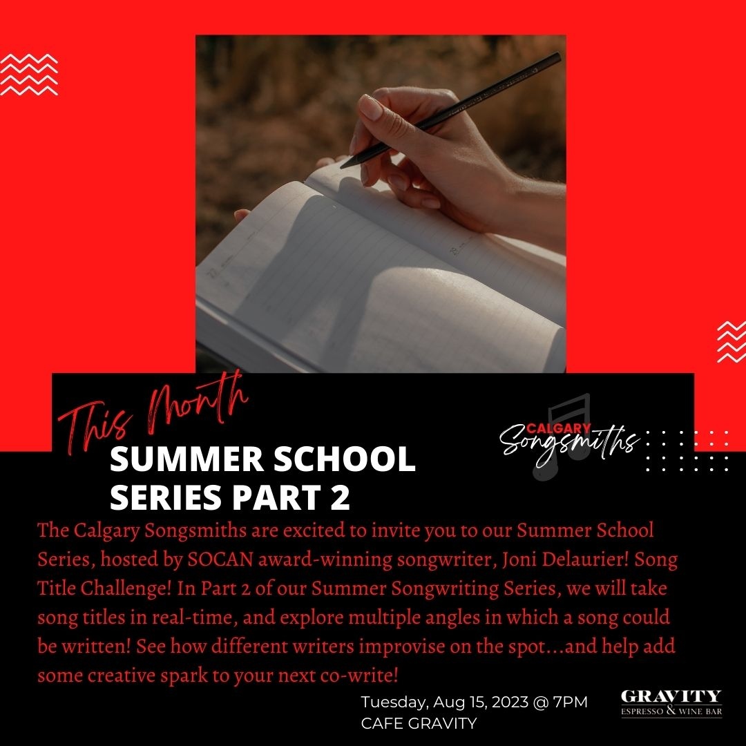 YYCSongsmiths's tweet image. When: Tuesday, Aug 15th, 2023 (Discussion 7:00 PM - Open Mic 7:30 - 9:30 PM)

Where: Gravity Cafe, 909 10 St SE, Calgary, AB (Inglewood)

Open Mic Around 7:30 PM

#calgarysongwriter #yycsongwriter #abmusic #countrymusicab #albertamusic #calgarymusicians
