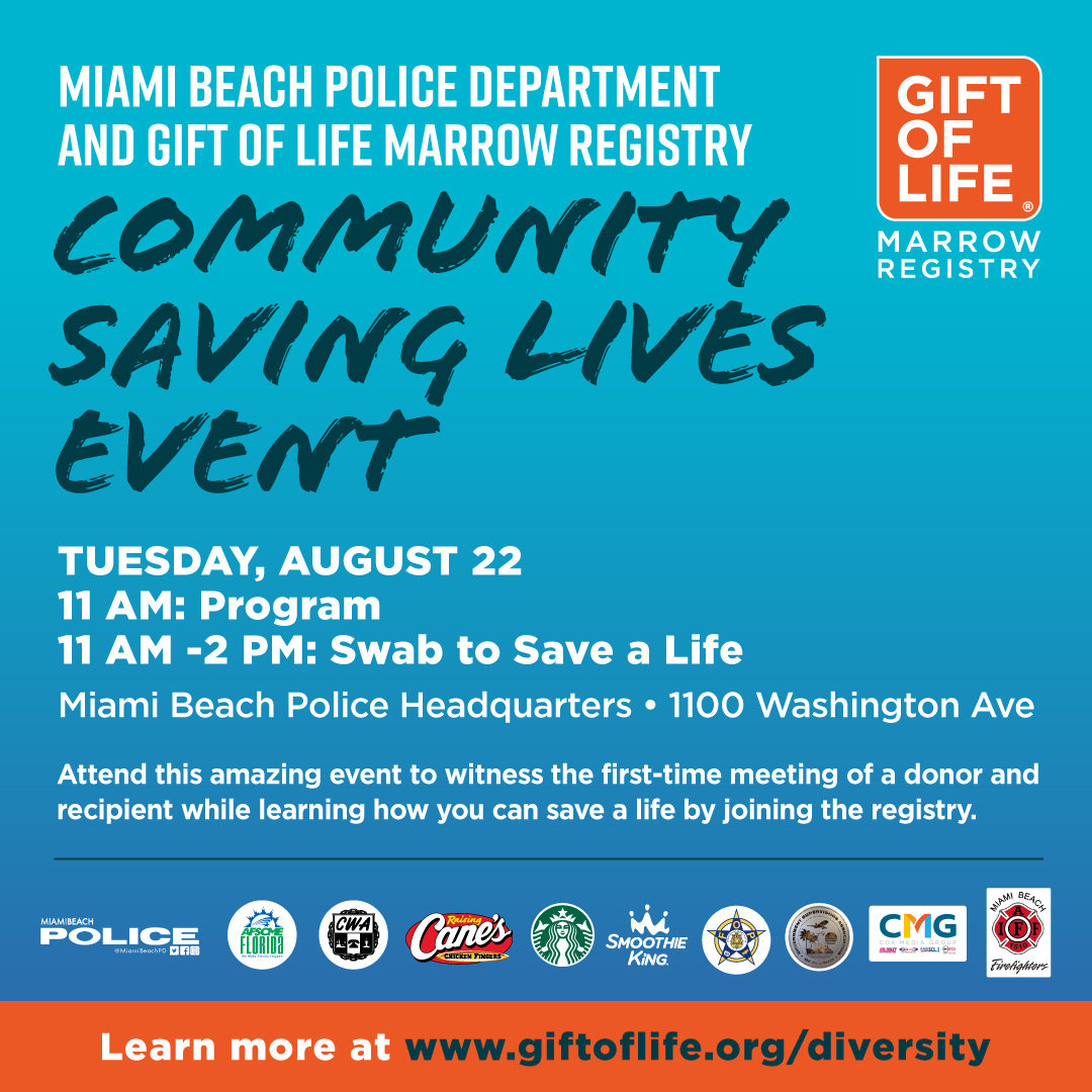 GiftofLife's tweet image. The 'Community Saving Lives Event' is fast approaching! 📣 Attend this amazing event to witness the first-time meeting of a donor and recipient while learning how you can save a life by joining the registry. 

 #SupportLocalMiami #MiamiCommunity #SavingLives