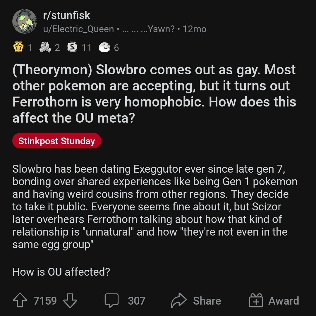 ZeBanded's tweet photo. Exactly 1 year ago today, ferrothorn was found to be extremely homophobic, and competitive Pokemon was forever changed. https://t.co/XWDwctsxyp