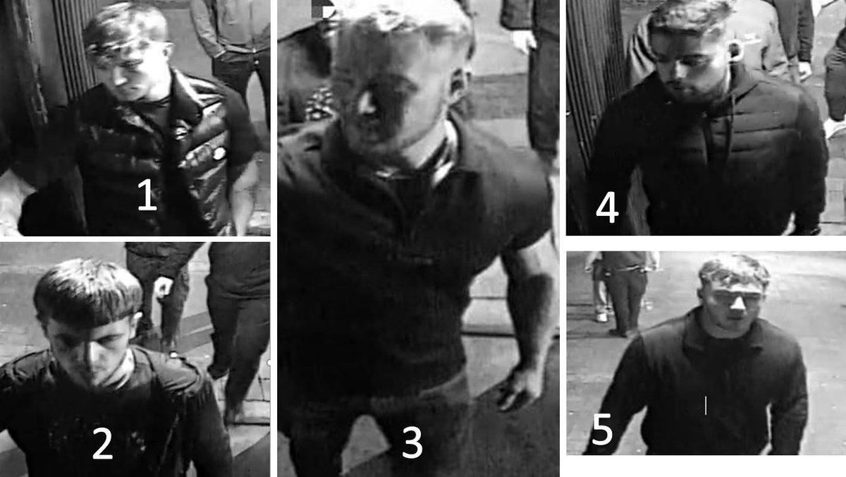 northumbriapol's tweet image. #APPEAL  We've issued images of a group of males we'd like to trace in connection with an assault in #Newcastle 

⏲️Early hours
📅July 18
📍Holy Hobo

A man in his early 20s reported another male pushed past him and then punched him in the face. 
1/2