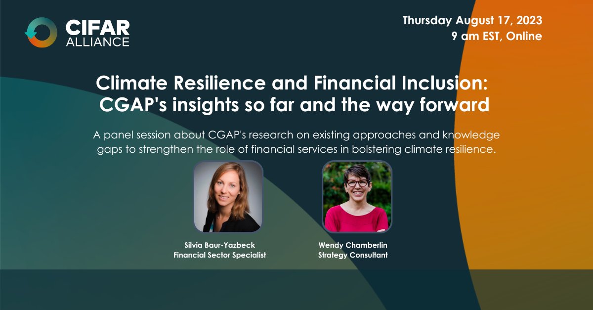 How can finance drive #climateresilience? Join us this Thursday at 9 am EST to dive into <a href="/CGAP/">CGAP</a>'s research and uncover the pathways within financial services that can fortify our response to climate challenges.  

Register here to attend virtually: bfaglobal.zoom.us/meeting/regist…