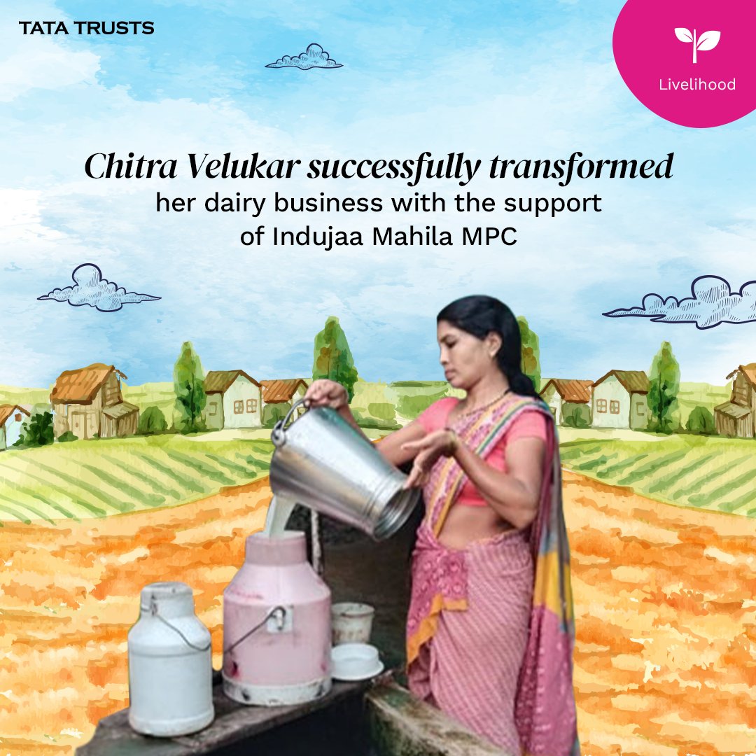 tatatrusts's tweet image. The #TataDairyMission by Tata Trusts provided Chitra Velukar with #training in shed management practices and access to #cattlefeed that increased her business outcomes. Chitra&apos;s story is a testament that with the right #support, one can write their story of success, successfully!