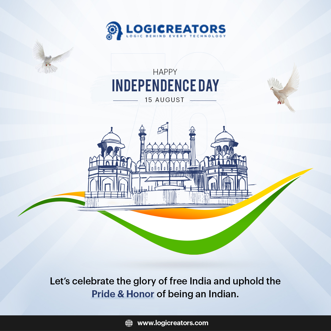 Let's celebrate the glory of free India and uphold the Pride and Honor of being an Indian. 🚩

Logicreators wishes a very Happy Independence Day! 

#logicreators #IndependenceDayIndia #August15 #HappyIndependenceDay #JaiHind #VandeMataram #IndiaIndependenceDay #ProudIndian