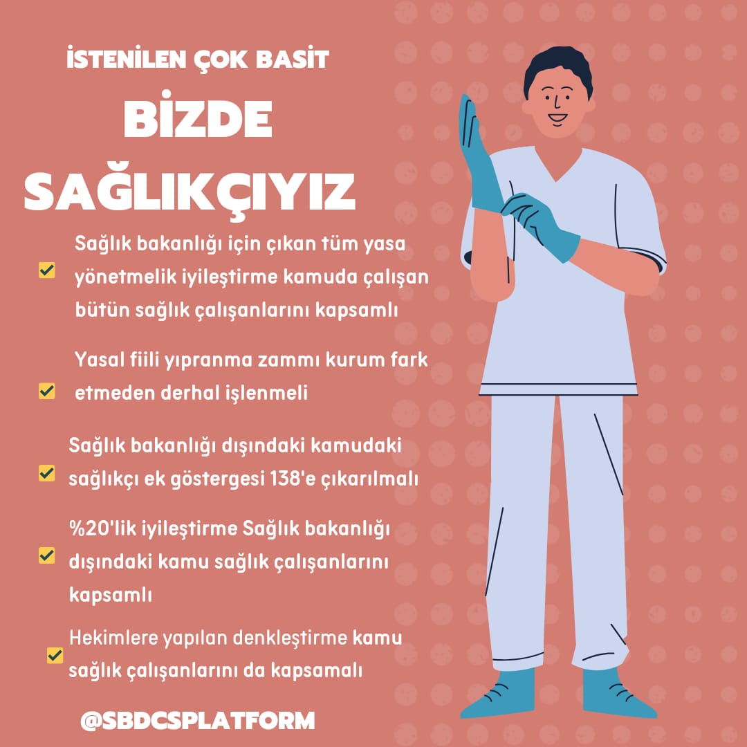 <a href="/_aliyalcin_/">Ali YALÇIN</a> Söz bitmez ‼️
Mücadele bitmez ‼️
Devlet memuruna eşit gözle adil bakar,
KAMU SAĞLIKÇILARINA KULAK VERİN‼️
Kamuda çalışan iyileştirme ve ek ödeme zammı almayan tüm sağlık çalışanlarına ücret denklestirmesi ve İyileştirmesi istiyoruz‼️
@sbdcsplatform