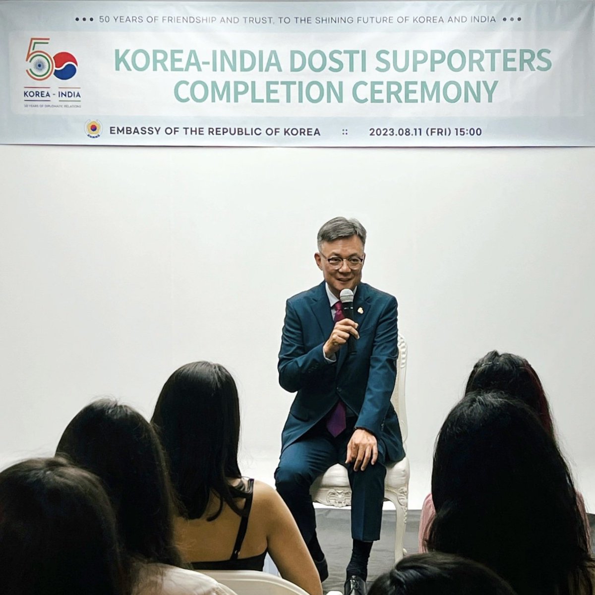 RokEmbIndia's tweet photo. The Embaasy celebrated the 1st #Dosti #Supporters completion ceremony on Aug 11! 🤝 Over the past year, Dosti Supporters participated in various events hosted by our Embassy and actively engaged in social media activities, resonating with a wider Indian audience. 🇮🇳🇰🇷 https://t.co/sDi1KyH5gi
