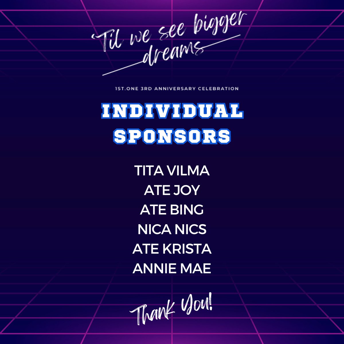 forone_ofc's tweet photo. We would like to thank these individuals who spare a big amount of help for our event last Saturday 'til we see bigger dreams: https://t.co/PadzmHgOpn 3rd Anniversary Celebration 🩷

TIL WE SEE BIGGER DREAMS
@1stoneOfficial #1stOnexForOne #1stOne_3rDebutAnniversary #omangosix https://t.co/8OKRWLATci
