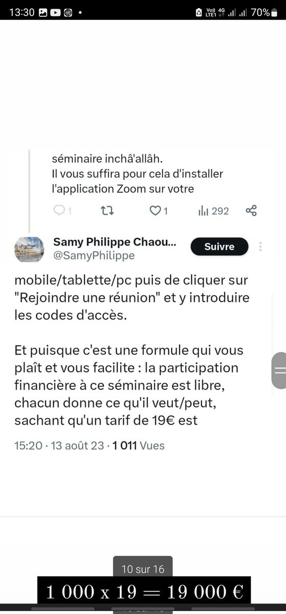 Zaydabouleyla's tweet photo. 🚫 Regardez.
🚫 le samy Philippe  chaouch 🚫
De Il y a pas long temps et celui de maintenant 
Au sujet de ceux qui font payer les seminaires religieux !
Il blamamait cela
Au début demandait 10€puis 15€ puis 19€ 
Je vous laisse lire ses propres paroles cela tourne vite la tête https://t.co/YLamf7E2ov