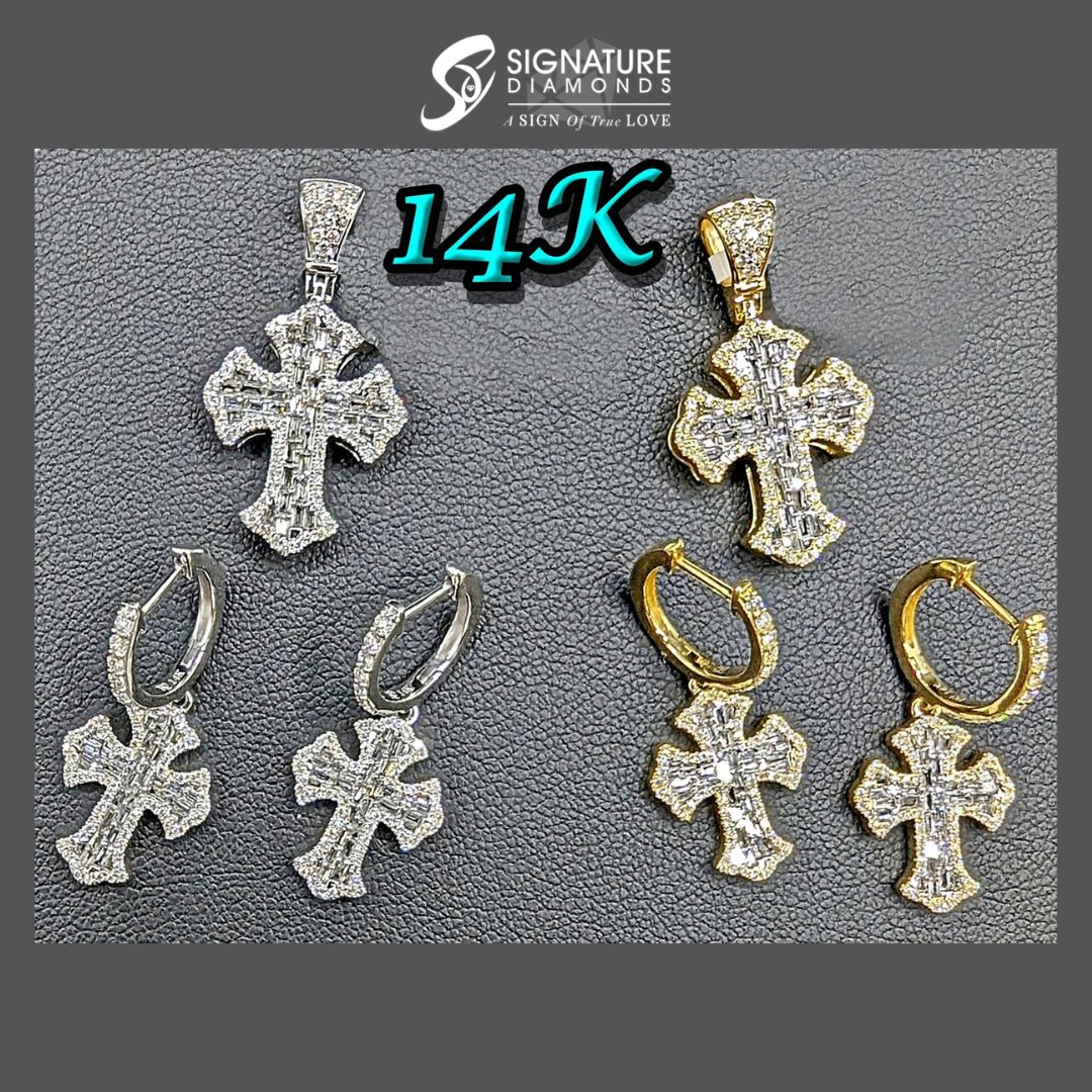 14K Gold Cross Charm and Matching Earrings Set With Baguette Diamonds.

#SignatureDiamonds #Knoxville #Tennessee #WestTownMall #Pendants #Pendant #DiamondPendant #GoldPendant #Charms #Earrings #Crosses #CrossEarrings #CrossPendant #DiamondJewelry #CrossJewelry #CrossCharms