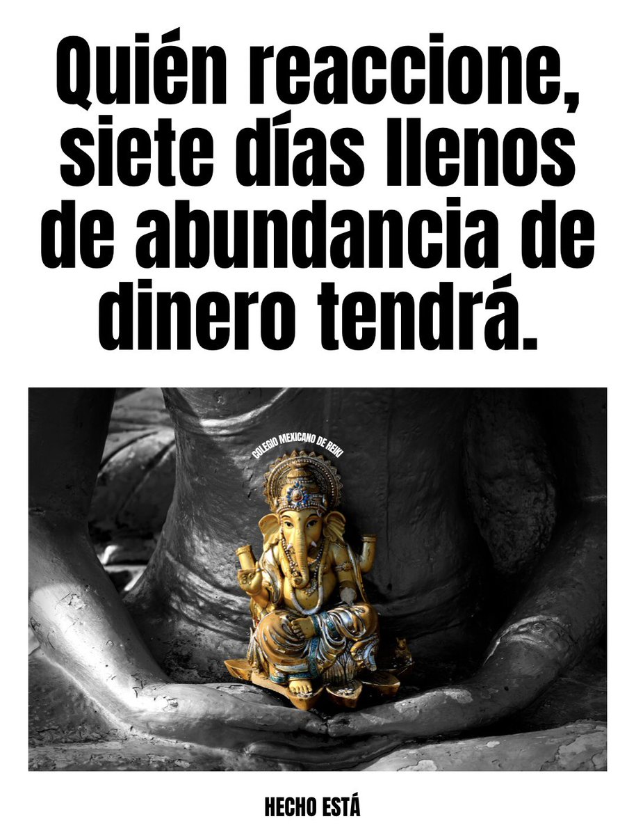Quién reaccione, siete días llenos de abundancia de dinero tendrá.

#saludmental #salud #amor #señales #pazmental #armonia #paz #prosperidad #saludemocional #señalesdeluniverso #colegiomexicanodereiki #equilíbrio #amorincondicional