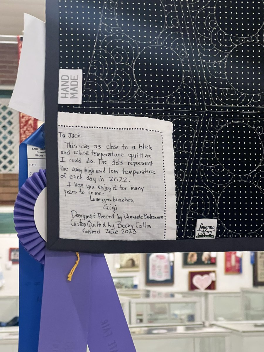 CarahHart's tweet image. I’m at the Missouri State Fair this week. Walking around on Sunday, we found this unbelievably amazing quilt that takes weather to the next level. 

Read the note before looking at the design.
