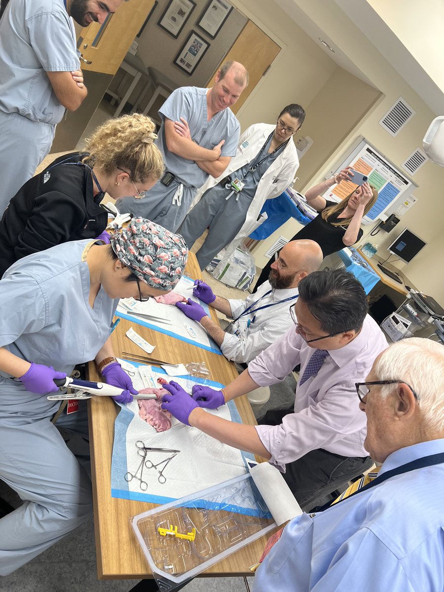 BrighamThoracic's tweet photo. Only 2 more weeks left of our Summer @BWH_STRATUS Sessions! Each week features a new technique for our trainees to practice in our simulation center. Our @Northeastern co-op students are also jumping at the opportunity to learn from our faculty! 
#VATS
#Nissen
#Anastamoses
#AVR https://t.co/Uvzan5JEsX